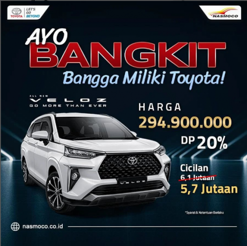 Promo Kredit Toyota Veloz DP20%